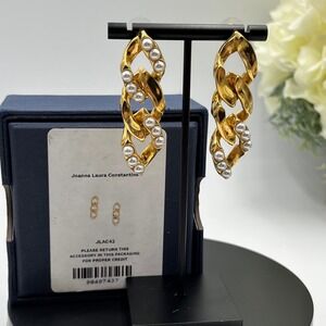 Joanna Laura Constantine Designer Mismatched Gold Plated Dangle Chain Earrings
